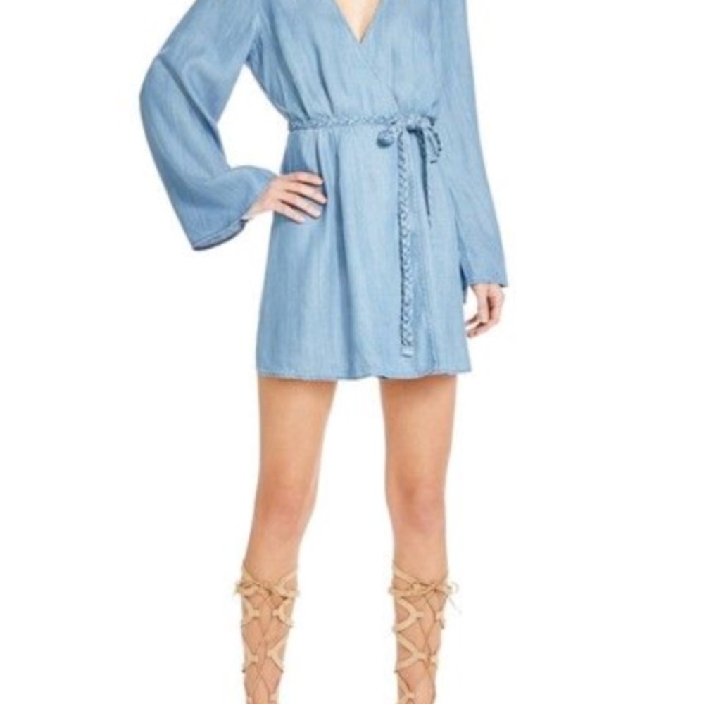 Guess Bell Sleeve Wrap Denim Dress